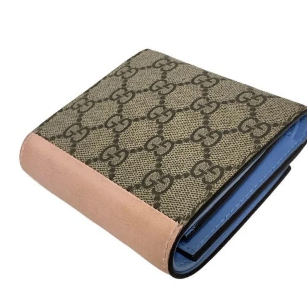 GUCCI Double G medium wallet 790062 Light Pink Dark Brown Multi Leather PVC - - Picture 9 of 10